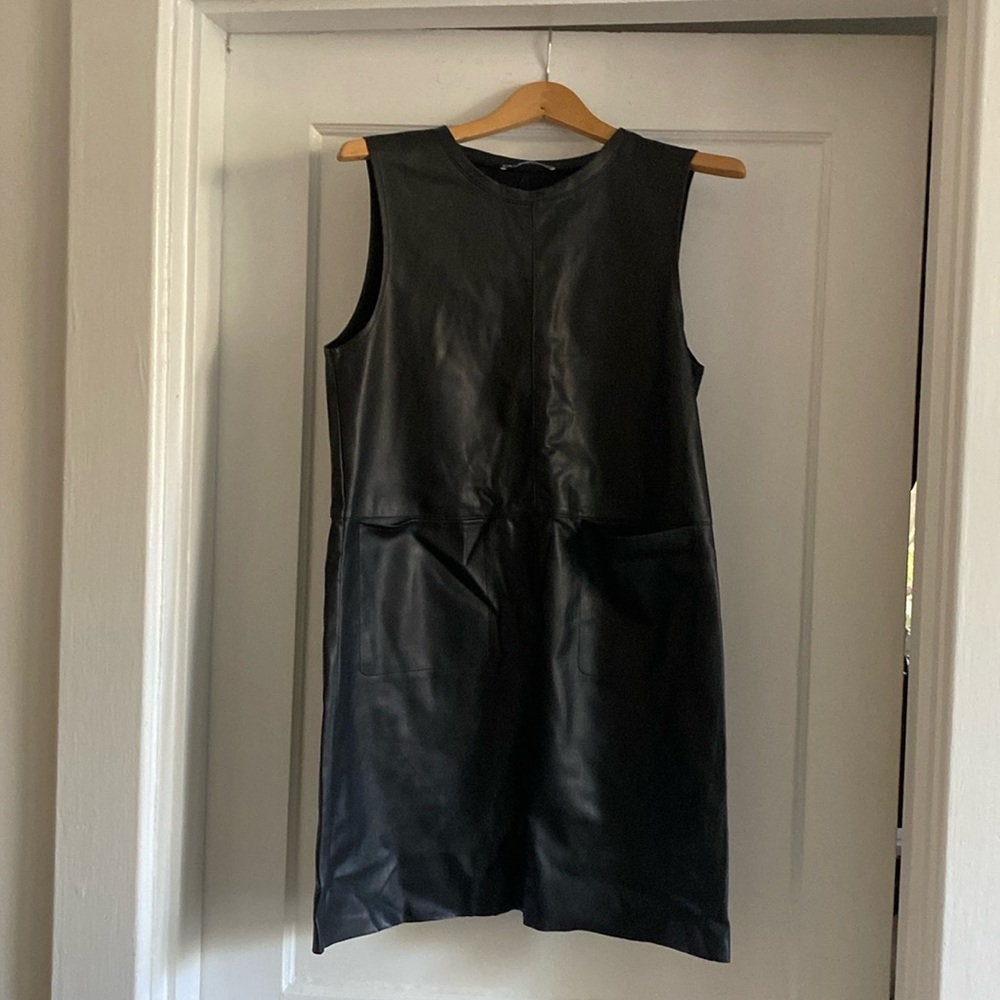 Zara faux leather black dress